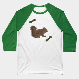 Watercolour Christmas Squirrel Baseball T-Shirt